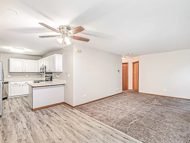 Open-plan living and dining area beside the kitchen